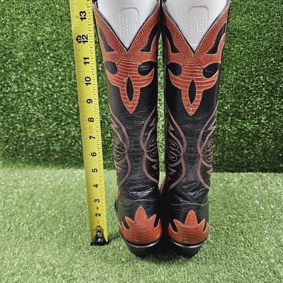 Tony Lama L1225 Black Brown Leather Pull On Western Cowgirl Boots Womens Size 5 - Picture 6 of 10